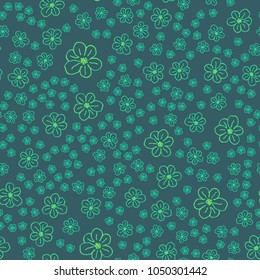 New color seamless pattern with many flower.