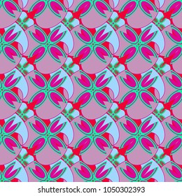 New color seamless pattern with many flower.