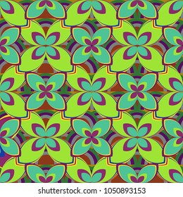 New color seamless pattern with many flower.