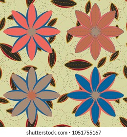 New color seamless pattern with many flower.