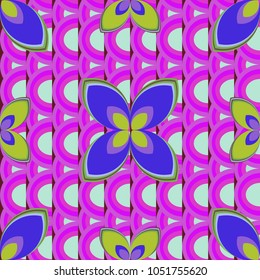 New color seamless pattern with many flower.