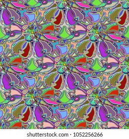 New color seamless pattern with many flower.