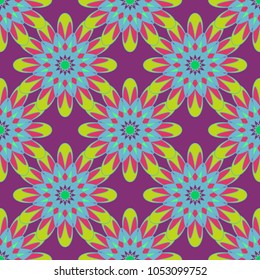 New color seamless pattern with many flower.