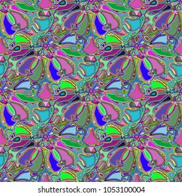 New color seamless pattern with many flower.