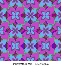 New color seamless pattern with many flower.