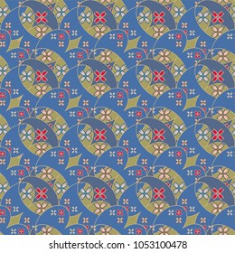 New color seamless pattern with many flower.