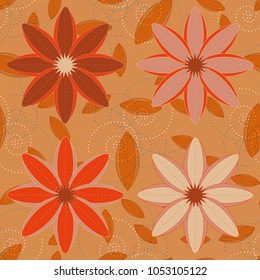 New color seamless pattern with many flower.