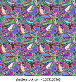New color seamless pattern with many flower.