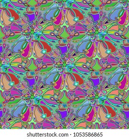 New color seamless pattern with many flower.