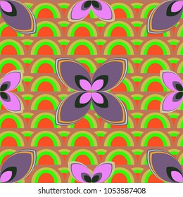 New color seamless pattern with many flower.