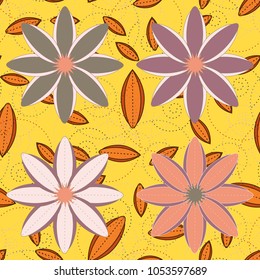 New color seamless pattern with many flower.