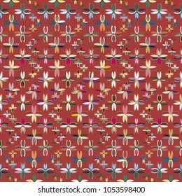 New color seamless pattern with many flower.