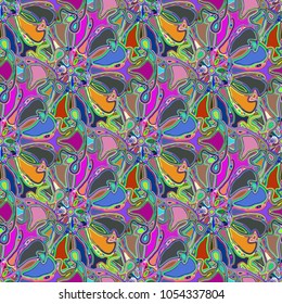 New color seamless pattern with many flower.