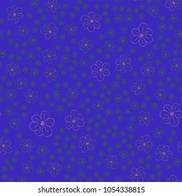New color seamless pattern with many flower.