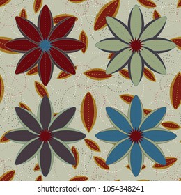 New color seamless pattern with many flower.