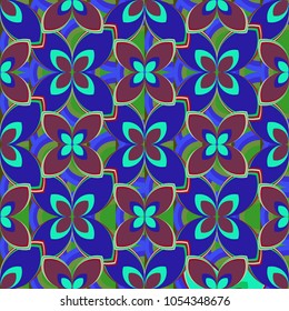 New color seamless pattern with many flower.