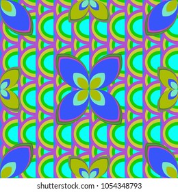 New color seamless pattern with many flower.