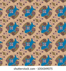 New color seamless pattern with many flower.