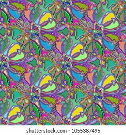 New color seamless pattern with many flower.
