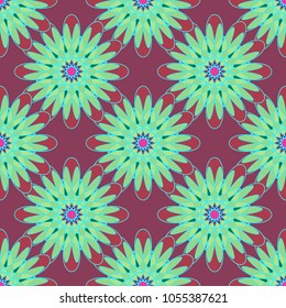 New color seamless pattern with many flower.