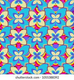 New color seamless pattern with many flower.