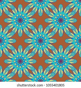 New color seamless pattern with many flower.