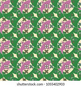 New color seamless pattern with many flower.