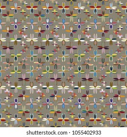 New color seamless pattern with many flower.