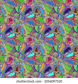 New color seamless pattern with many flower.