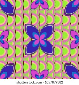 New color seamless pattern with many flower.