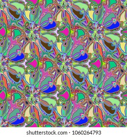 New color seamless pattern with many flower.