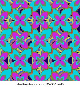 New color seamless pattern with many flower.