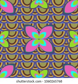 New color seamless pattern with many flower.