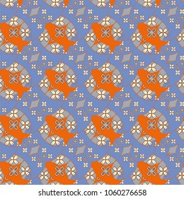 New color seamless pattern with many flower.