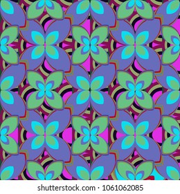 New color seamless pattern with many flower.