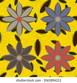 New color seamless pattern with many flower.