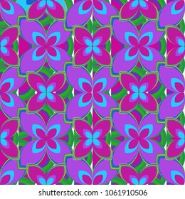 New color seamless pattern with many flower.