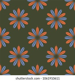 New color seamless pattern with many flower.