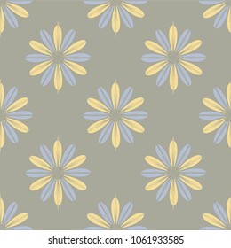 New color seamless pattern with many flower.