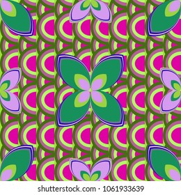New color seamless pattern with many flower.