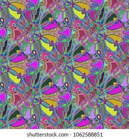 New color seamless pattern with many flower.