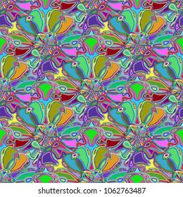 New color seamless pattern with many flower.