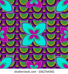 New color seamless pattern with many flower.