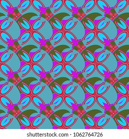 New color seamless pattern with many flower.