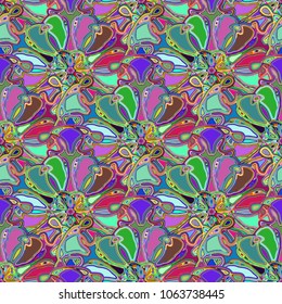 New color seamless pattern with many flower.