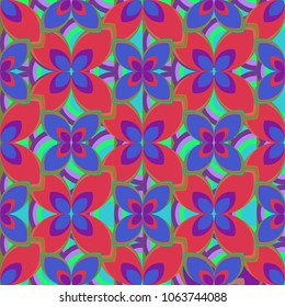New color seamless pattern with many flower.