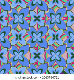 New color seamless pattern with many flower.