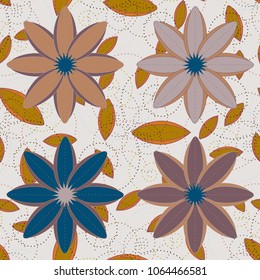 New color seamless pattern with many flower.
