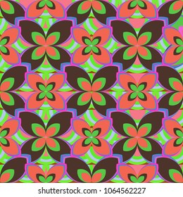 New color seamless pattern with many flower.