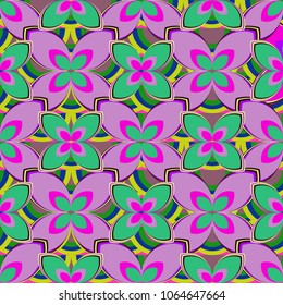 New color seamless pattern with many flower.